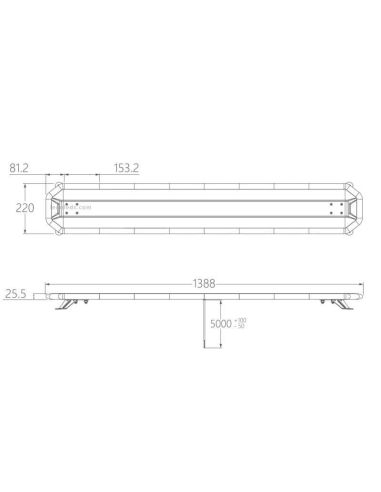 Dimensions du Pont Lumineux LED Homologué (Optionnel) Commande Sans Fil 1388mm 54'' Agropar Gamme Premium | leonleds