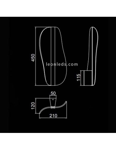 Aplique de pared LED blanco serie Bianca dimensiones