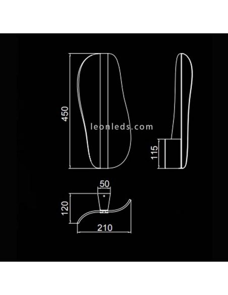 Dimensões do candeeiro de parede LED branco da série Bianca