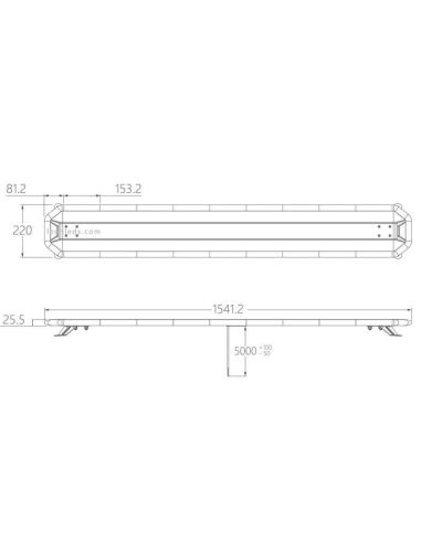 Dimensions Grand pont lumineux à LED ambre Approuvé avec contrôle sans fil (en option) 1541 mm 60'' Gamme Premium | leonleds