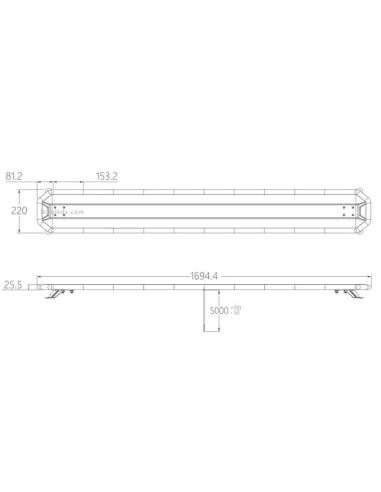 Dimensões da Grande Ponte de LED Âmbar Aprovada com controle com fio 1694mm 66'' Gama Premium | leonleds