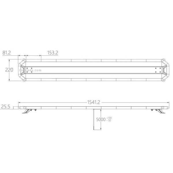 Dimensiones de Puente ambar LED grande Homologado TA2 con mando con cable 1847mm 72'' Gama Premium Mando Wireless | LeonLeds