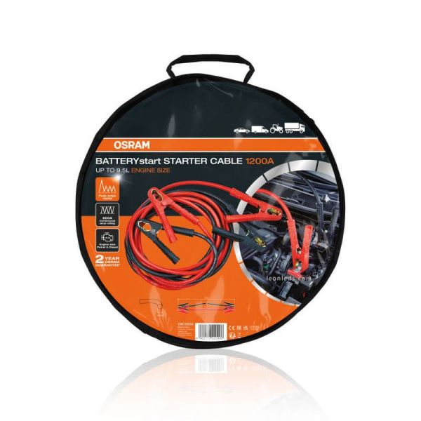 Pinzas de arranque de 5 metros capacidad 1.200A STARTERcable 1.200A OSC500A 12V - 24V Osram | LeonLeds