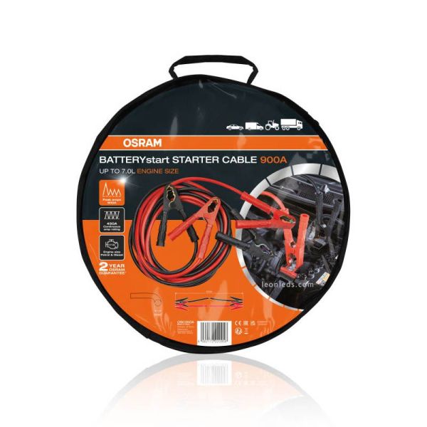 Pinzas de arranque 35mm2 de 4,5 metros capacidad 900A STARTERcable 1.200A OSC350A 12V - 24V Osram | LeonLeds