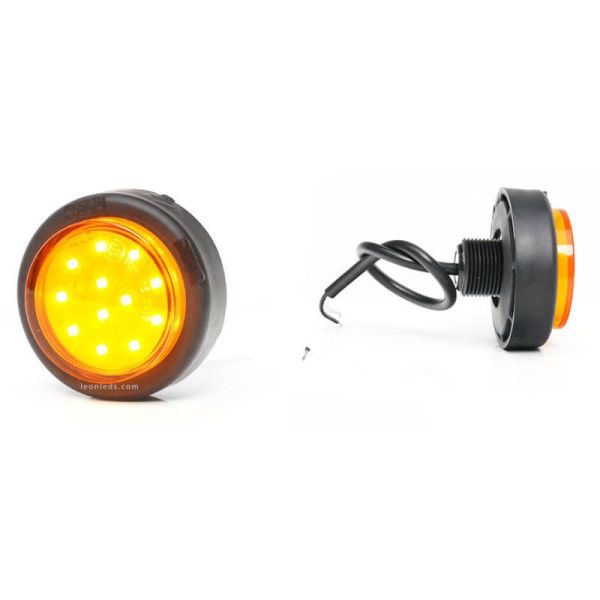 Piloto LED intermitente redondo y homologado 12V 24V 2A Soporte trasero 1533 2A Was | LeonLeds
