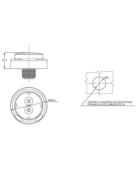 Dimensões Farol de posição e nevoeiro LED redondo e homologado 12V 24V R S1 1533 WAS | LeonLeds