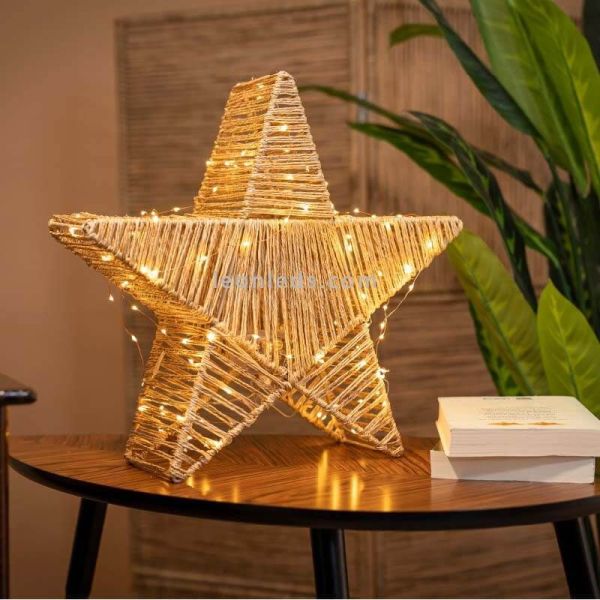 Estrella decorativa grande recargable Sisine Star 60 + guirnalda