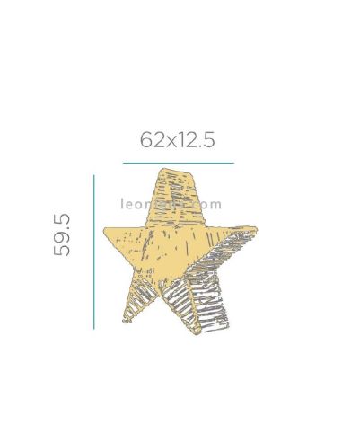 Grande estrela decorativa Sisine Star 60 com dimensões de maçaneta