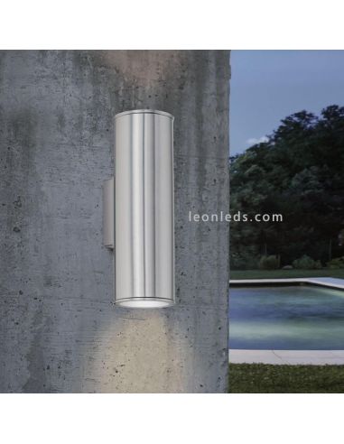 Aplique de pared exterior Riga GU10 plata ambiente Eglo Iluminación | LeónLeds Iluminación