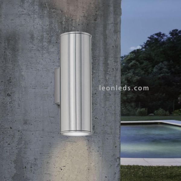 Aplique de pared exterior Riga GU10 plata ambiente Eglo Iluminación | LeónLeds Iluminación