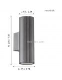 Aplique de pared exterior Riga GU10 antracita dimensiones Eglo Iluminación | LeónLeds Iluminación