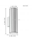 Aplique de pared exterior Riga GU10 plata medidas Eglo Iluminación | LeónLeds Iluminación