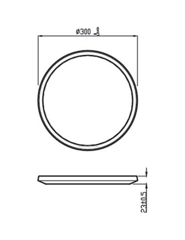 Dimensões do plafon LED ultrafino de 18 W com 3 níveis de potência SuperSlim CL550 2700K Philips | leonleds