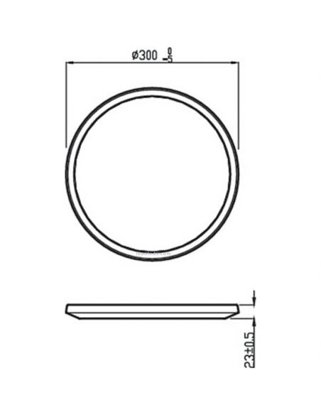 Dimensões do plafon LED ultrafino de 18 W com 3 níveis de potência SuperSlim CL550 2700K Philips | leonleds