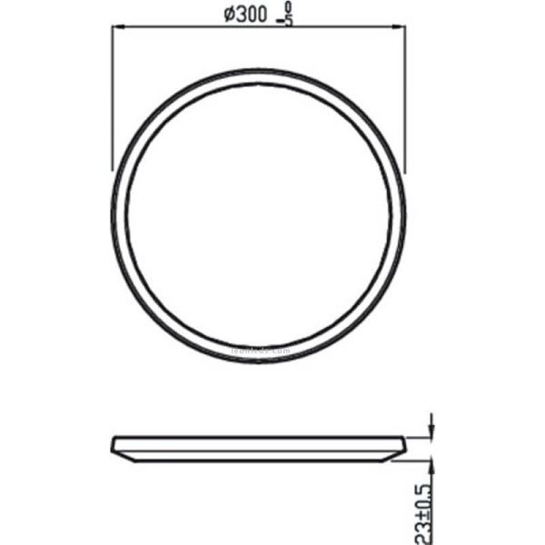 Dimensions du plafonnier LED ultra fin 18W avec 3 niveaux de puissance SuperSlim CL550 2700K Philips | leonleds