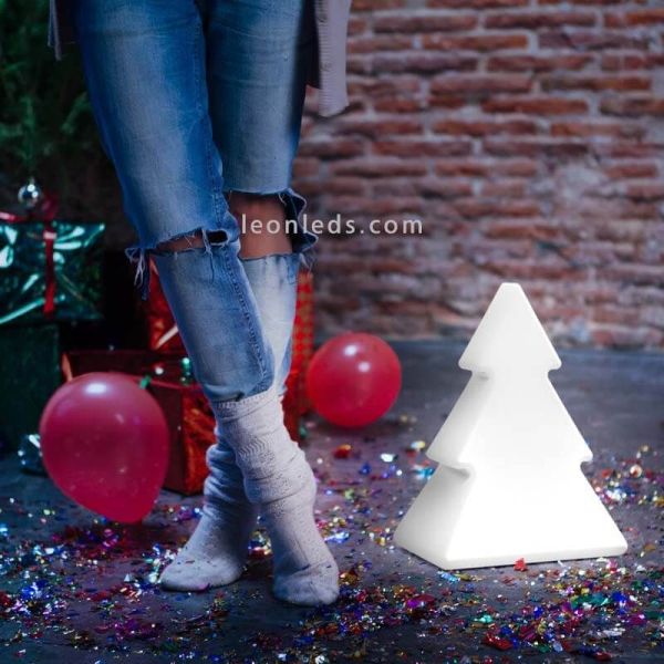 Árbol navideño Pinus 40 blanco pequeño ambiente