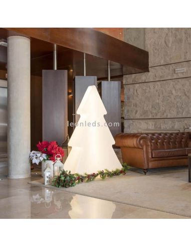 Grand sapin décoratif Pinus 160 blanc solaire + rechargeable pour extérieur