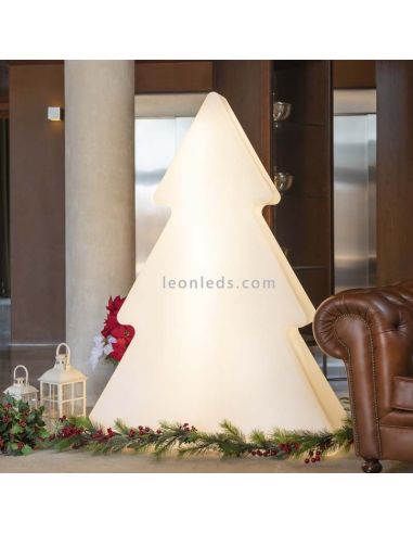 Grande árvore decorativa Pinus 160 branco solar + ambiente recarregável