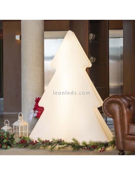 Árbol decorativo grande Pinus 160 blanco solar + recargable ambiente