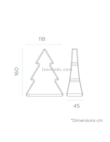 Grand sapin décoratif Pinus 160 blanc solaire + dimensions rechargeables