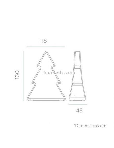 Grande árvore decorativa Pinus 160 branco solar + dimensões recarregáveis