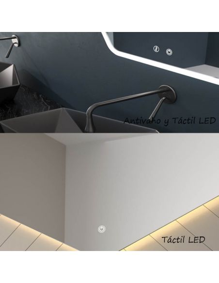 Interruptor Espejo con marco y luz LED 20W con diferentes acabados 50X80Cm Corcega Eurobath | LeonLeds