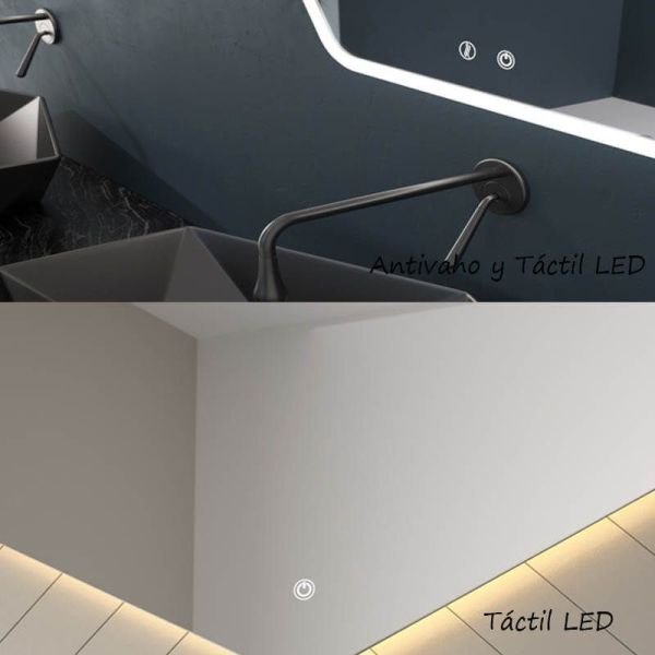 Interruptor Espejo con marco y luz LED 20W con diferentes acabados 50X80Cm Corcega Eurobath | LeonLeds