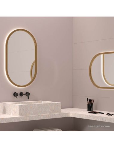 Espelho com moldura e luz LED 20W com diversos acabamentos 50X80Cm Corcega Eurobath | leonleds