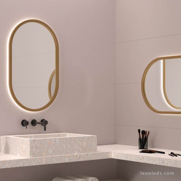 Espejo con marco y luz LED 20W con diferentes acabados 50X80Cm Corcega Eurobath | LeonLeds