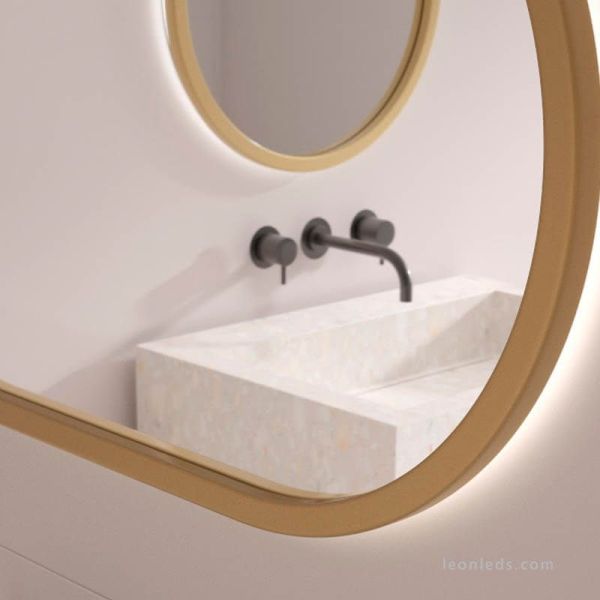 Detalle Espejo con marco y luz LED 20W con diferentes acabados 50X80Cm Corcega Eurobath | LeonLeds