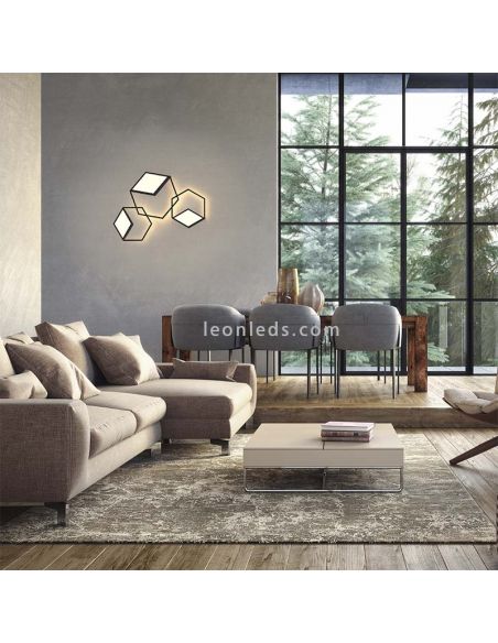 Luminária de parede/teto LED minimalista preta Kubick para ambientes pequenos.