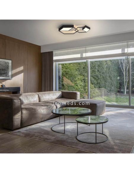 Aplique/plafón LED negro minimalista Kubick grande ambiente