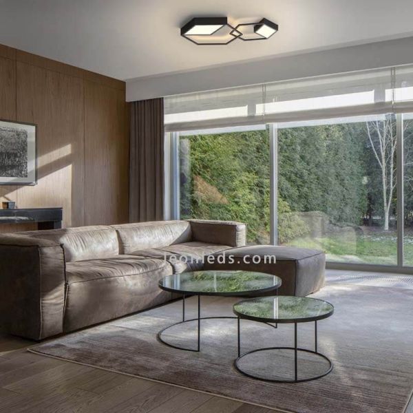 Aplique/plafón LED negro minimalista Kubick grande ambiente