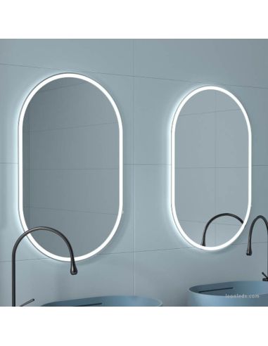 Miroir LED ovale pour salle de bain, 20 W, 2 521 lm, IP44, Eurobath | LeonLeds