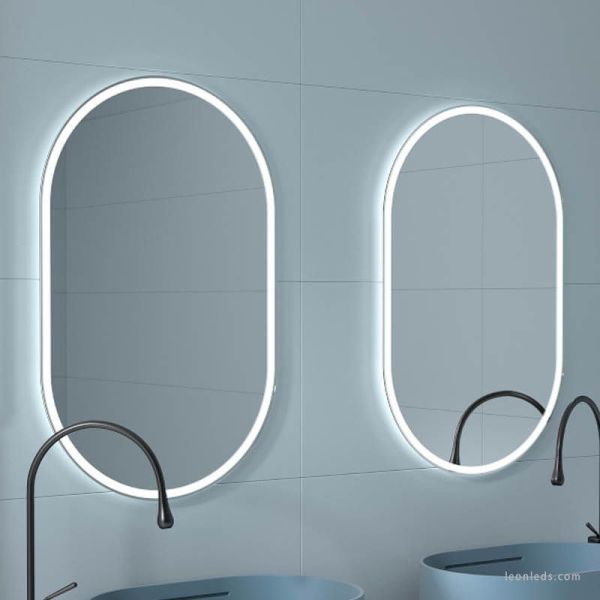 Miroir LED ovale pour salle de bain, 20 W, 2 521 lm, IP44, Eurobath | LeonLeds