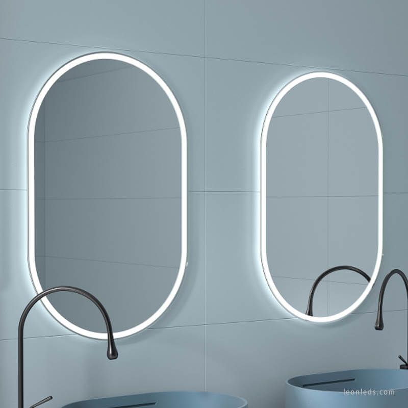 Espejo LED antivaho 20W Espejo de baño blanco frío，oval 