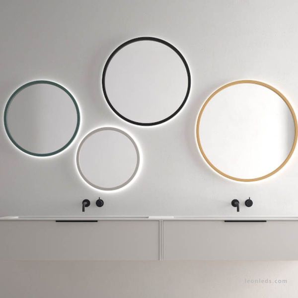 Espejo redondo LED 50Cm con marco 14W 1.810Lm para Baño IP44 Vanatau Eurobath | LeonLeds