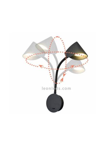 Aplique LED moderno negro Goa orientable ambiente direccionable