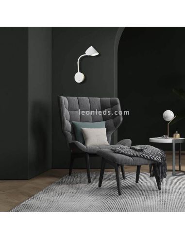 Applique murale LED Goa blanche moderne avec bras de lecture d'ambiance