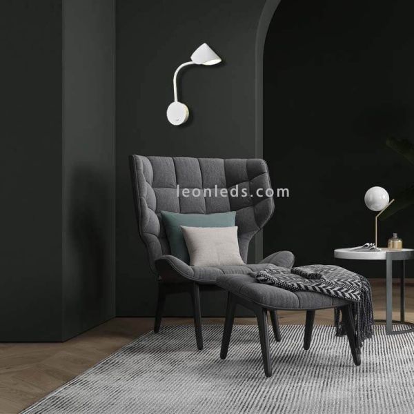 Applique murale LED Goa blanche moderne avec bras de lecture d'ambiance