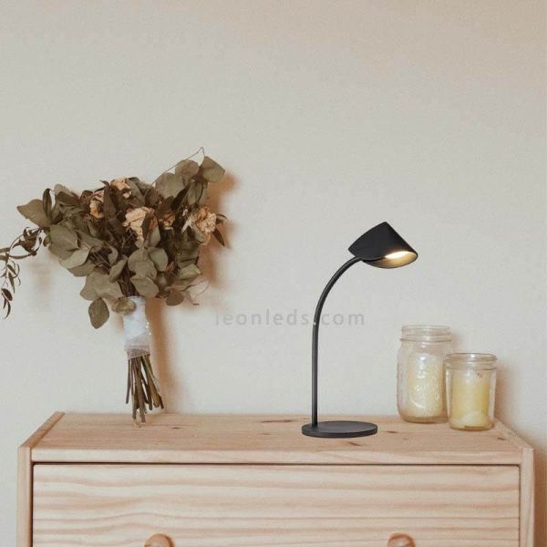 Lámpara de mesa LED Capuccina negra pequeña ambiente