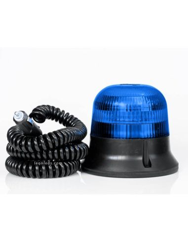 Rotativo LED Azul Imantado 7,8 metros de cable en espiral y conector de mechero FT-150 DF N LED MAG M78 | LeonLeds