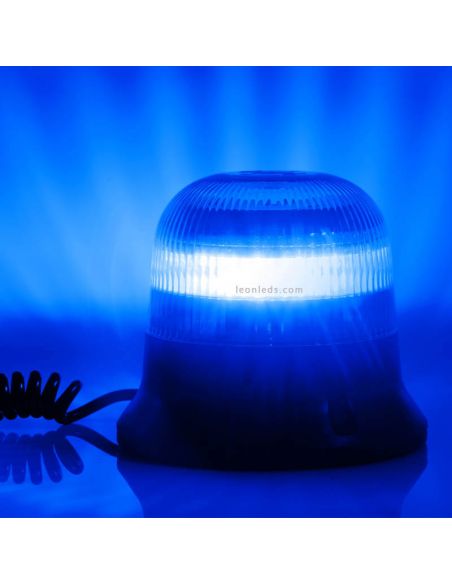 Rotativo LED Azul Imantado 7,8 metros de cable en espiral y conector de mechero FT-150 DF N LED MAG M78 | LeonLeds