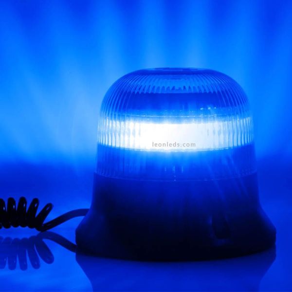 Gyrophare LED bleu aimanté 7,8 mètres de câble spiralé et connecteur allume-cigare FT-150 DF N LED MAG M78 | leonleds