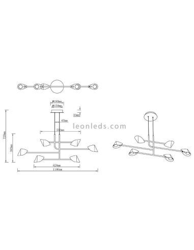 Lámpara LED colgante Capuccina negra 40W dimensiones