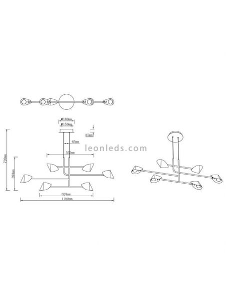 Dimensions de la suspension LED Capuccina noire 40W