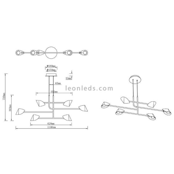 Lámpara LED colgante Capuccina negra 40W dimensiones