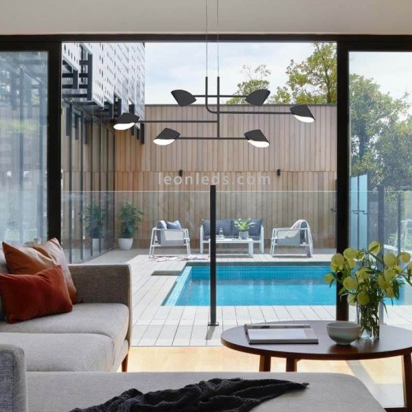 Candeeiro suspenso LED Capuccina preto de 40 W ambiente