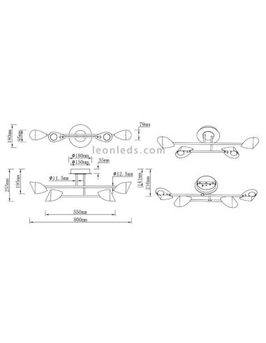 Plafón LED Capuccina negro pequeño dimensiones