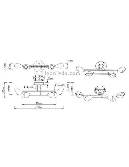 Pequena luminária de teto LED Capuccina preta